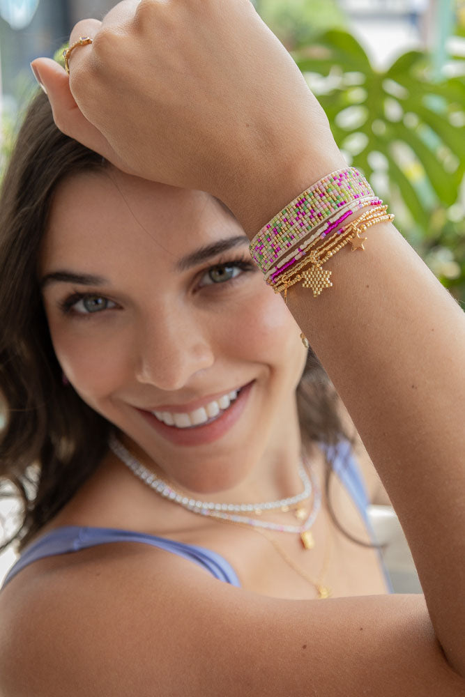 Pulsera Miyuki Fucsia