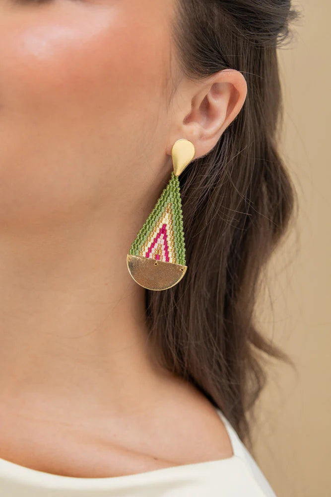 Aretes Verde Rosa