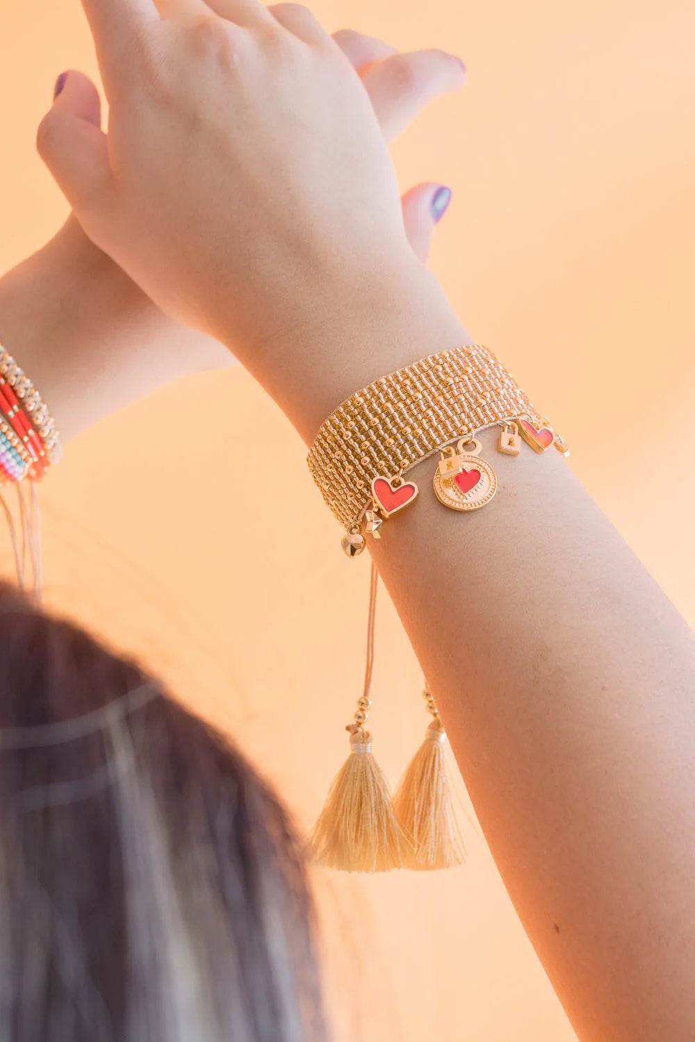 Brazalete Dorado Love Rojo