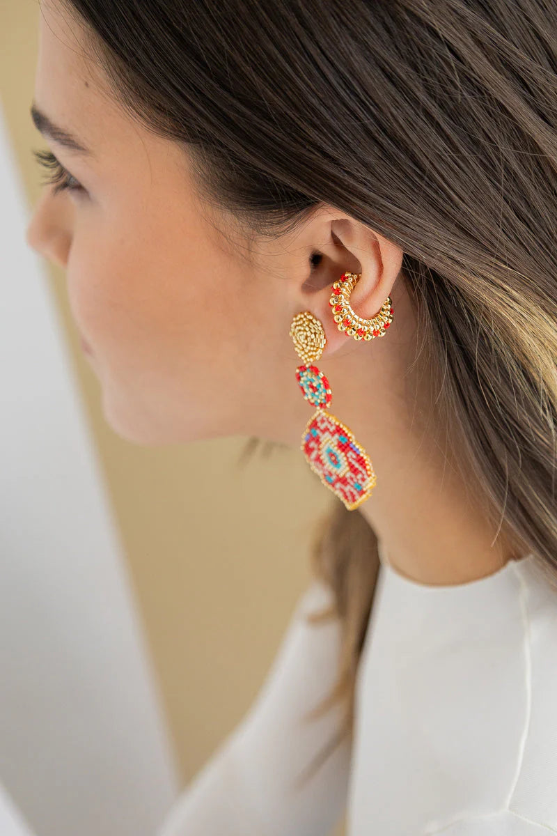 Earcuff balines rojos