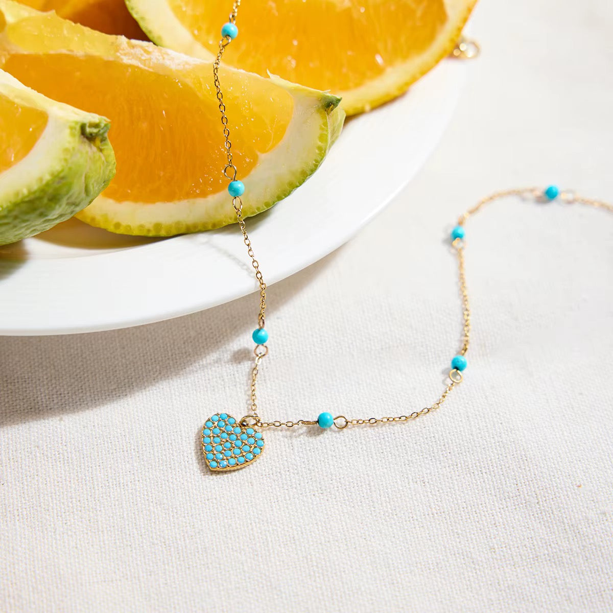 collar corazon turquesa