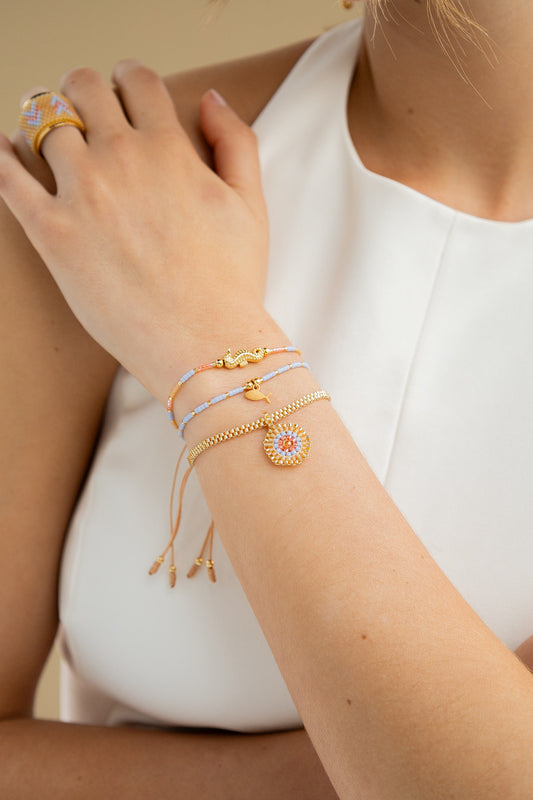 Set pulseras Tejidas Orangeblue
