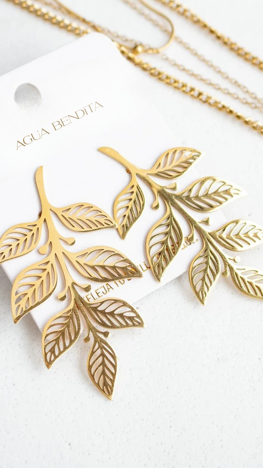 Aretes Maxihoja Dorada